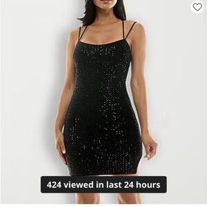 City Triangles Black Sequin Midi Dress